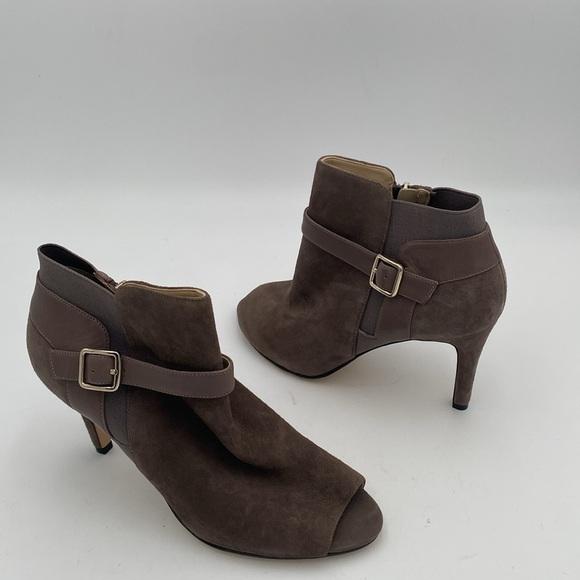 Marc Fisher taupe Peep-Toe Heeled Boots women 8.5 event Casual retro Y2K office - Picture 15 of 15
